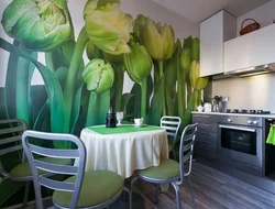 Kitchen design if the wallpaper is green