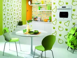 Kitchen design if the wallpaper is green