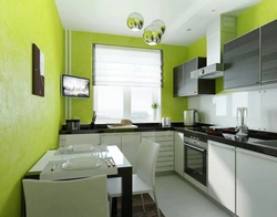 Kitchen design if the wallpaper is green