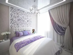 Дизайн спальни шторы в цветах