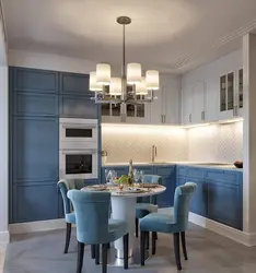 Kitchen living room gray blue design