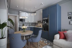 Kitchen Living Room Gray Blue Design