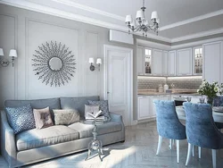 Kitchen living room gray blue design