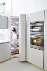 Corner kitchen design with microwave