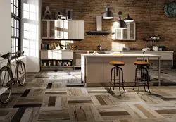 Wood-Look Porcelain Tiles For The Kitchen Floor Photo