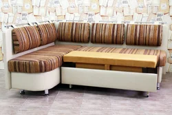 Ұйықтайтын орынның фотосуреті бар ас үйге арналған бұрыштық диван