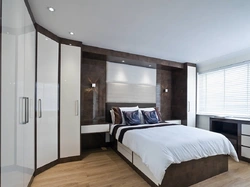 Bedroom Design With Built-In Wardrobe And Bed