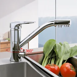 Kitchen taps with water filter photo