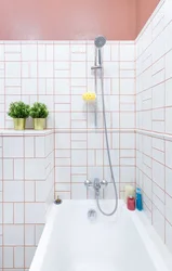White Tiles In The Bathroom With White Grout Photo