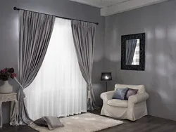Curtains for the living room in a modern style photo under light wallpaper