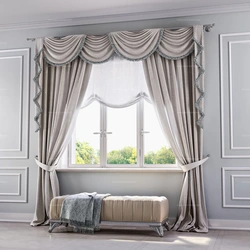 Beautiful curtains for the living room in the style of modern photo classic