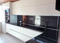 Ошхона Бо Countertop Сиёҳ Ва Акс Splashback Мармар