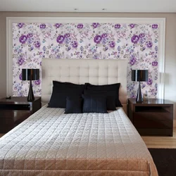 Wall panel from wallpaper in the bedroom photo
