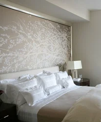 Wall panel from wallpaper in the bedroom photo
