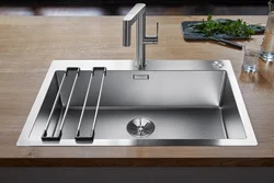 Kitchen Sinks Built Into A Stainless Steel Countertop Photo