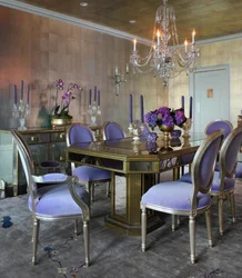 Lilac chairs in the kitchen interior