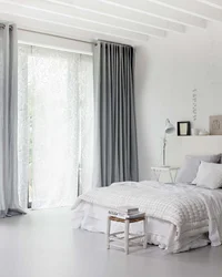 Фото штор для спальни на потолочный карниз