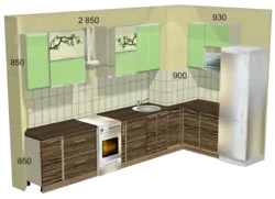 Kitchen with a ledge in the corner design photo
