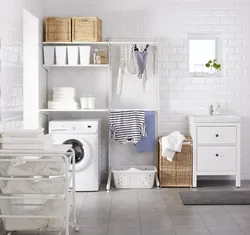 Bathroom design with laundry basket