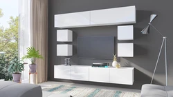 TV cabinet in the living room in a modern style photo