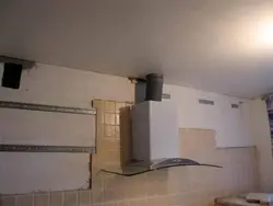 Вытяжка под натяжным потолком на кухне фото