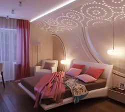 Натяжные потолки с линиями для спальни фото
