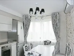 Black and white kitchen interior curtains