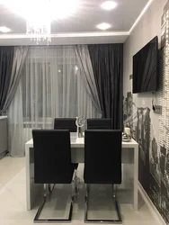 Black And White Kitchen Interior Curtains