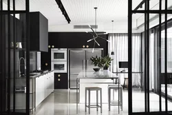 Black And White Kitchen Interior Curtains