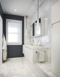 Bathroom design dark walls light floor