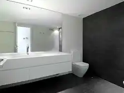 Bathroom design dark walls light floor