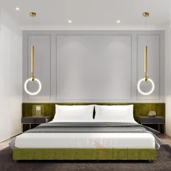 Подвесные светильники в спальне фото в интерьере над тумбочками