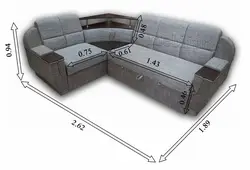 Қонақ бөлмеге арналған өлшемдері бар бұрыштық дивандардың фотосуреті