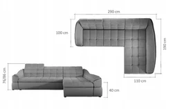 Қонақ бөлмеге арналған өлшемдері бар бұрыштық дивандардың фотосуреті