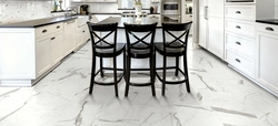 White porcelain tiles in the kitchen interior