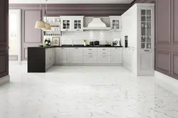 White Porcelain Tiles In The Kitchen Interior