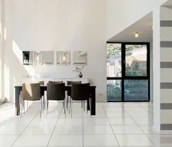 White Porcelain Tiles In The Kitchen Interior