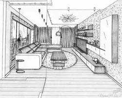 Living room interior sketch