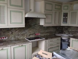 Cipollino gray countertop in the kitchen interior