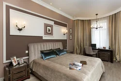 Color combination in the bedroom interior brown and beige