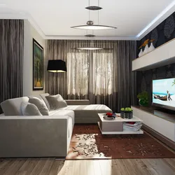 Small living room design with corner sofa