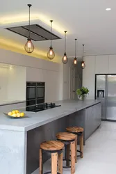 Loft lamp in the kitchen interior