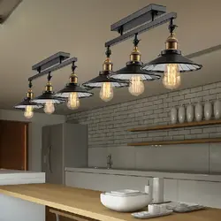 Loft lamp in the kitchen interior