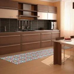 Brown Tiles On The Floor In The Kitchen Interior