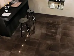 Brown Tiles On The Floor In The Kitchen Interior