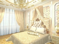 White bedroom design with gold