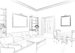 Living room design in pencil