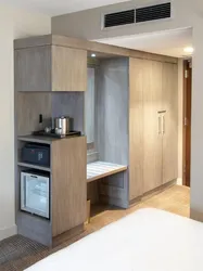 Hotel room design with kitchen