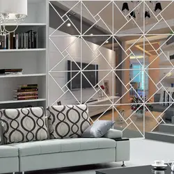 Mirror mosaic in the living room interior