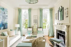 Mint curtains in the living room photo